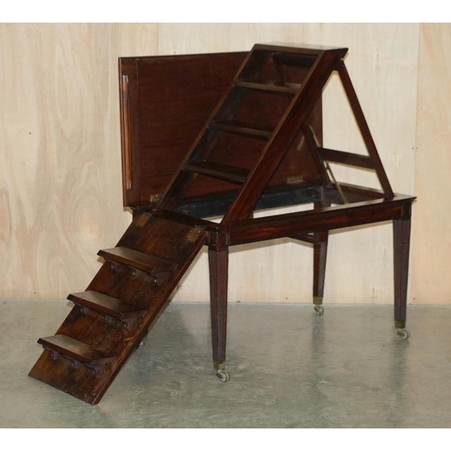 Antique George III Metamorphic Library Desk into Bookcase Ladder, 1820s For Sale - Image 10 of 18