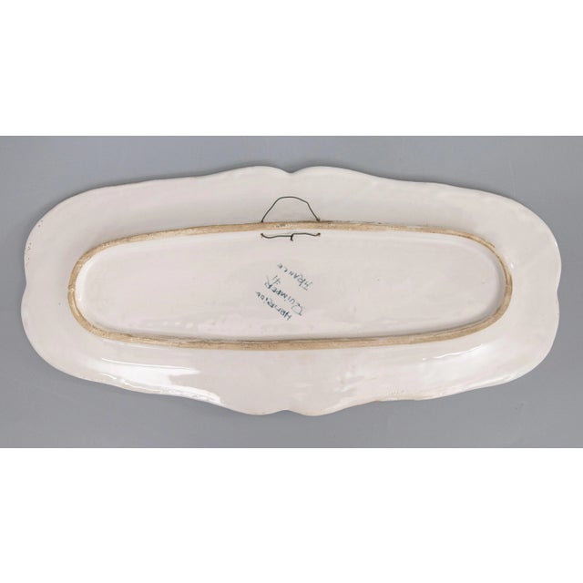 Large Antique French Faience Quimper Oval Scalloped Wall Platter For Sale In Houston - Image 6 of 7