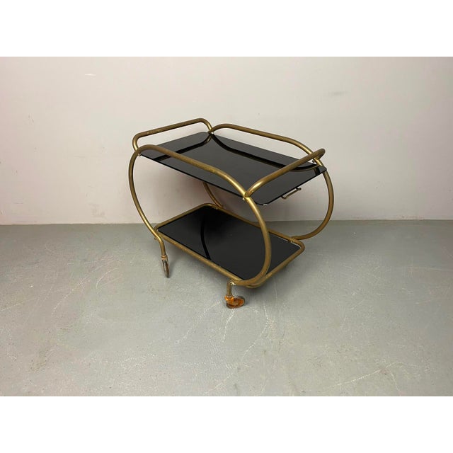 Mid-Century Brass and Black Glass Bar Trolley from Grünstadt, Germany, 1950s For Sale - Image 15 of 18