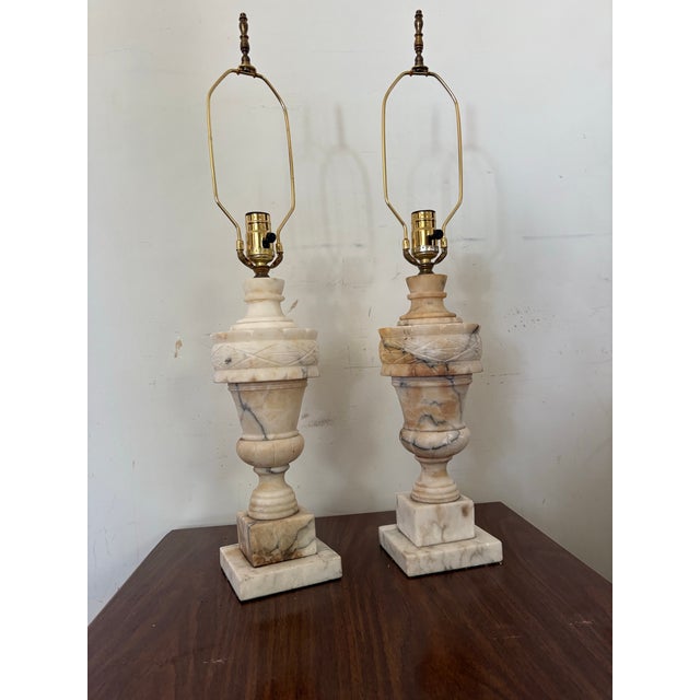 Vintage Marble Table Lamps a Pair For Sale - Image 10 of 12