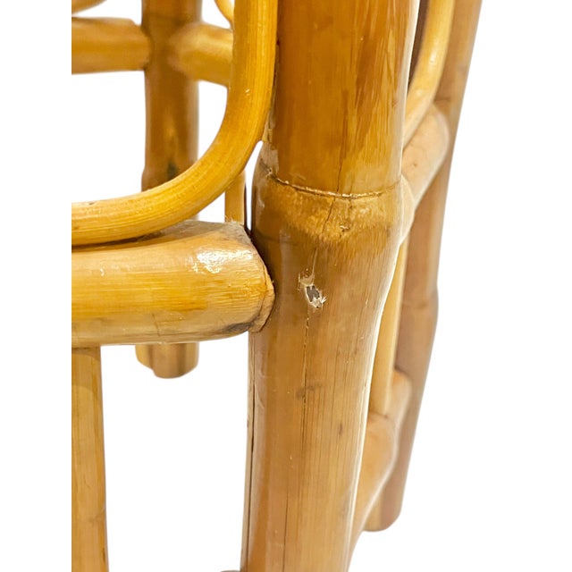 Wood Vintage Hexagonal Bamboo Plant Stand Table For Sale - Image 7 of 12