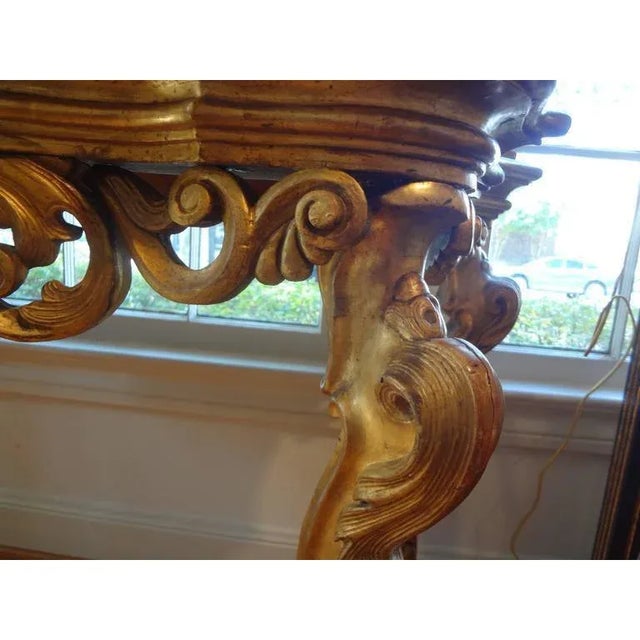 18th Century Venetian Gilt Wood Console Table With Marble Top For Sale In Houston - Image 6 of 12