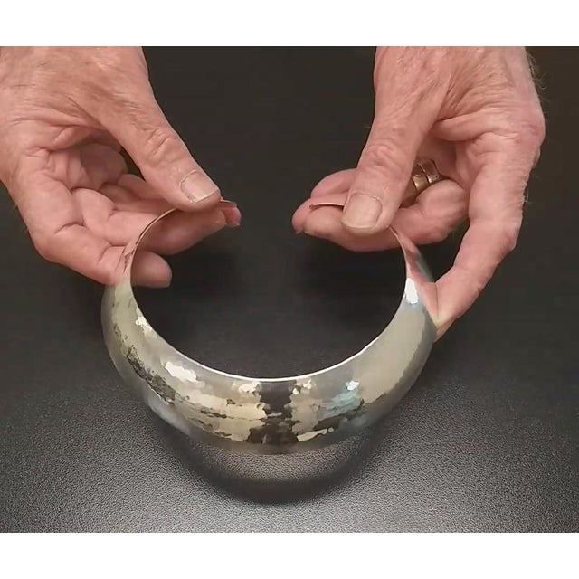 Silver Ultra Wide Sterling Silver Collar, Gerhard Herbst Studio Neckpiece, American Modernist, Mid Century Style, Vintage For Sale - Image 8 of 13