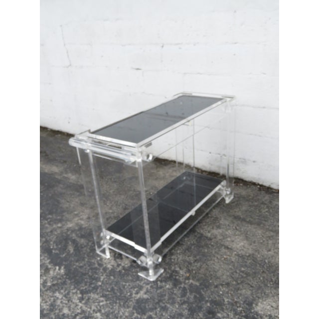 Lucite Two Tier Smoke Glass Top Bar Buffet Server Tea Coffee Cart 6098 For Sale - Image 15 of 18