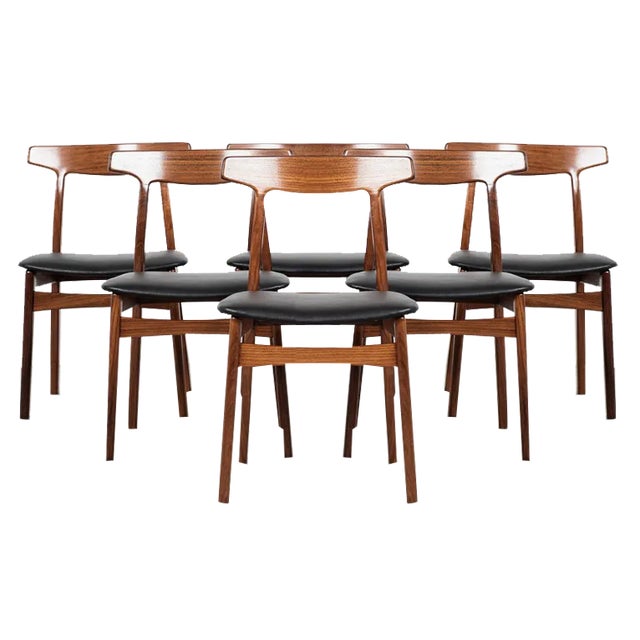 Mid-Century Danish Dining Chairs in Rosewood by Henning Kjaernulf for Bruno Hansen, 1960s, Set of 6 For Sale