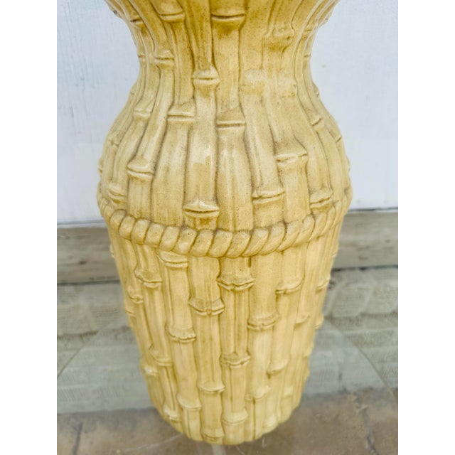 Large Vintage Cane Design Ceramic Vase, Hand Made For Sale - Image 4 of 5