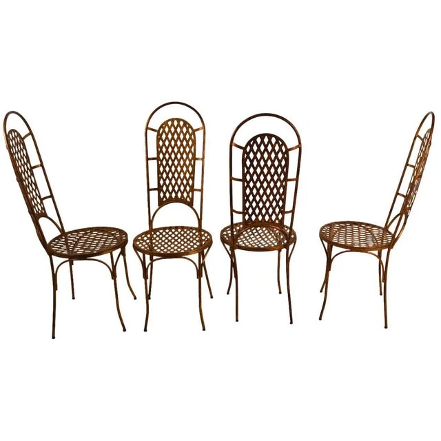 Brown Set of Four Gilt Metal Dining Chairs For Sale - Image 8 of 8