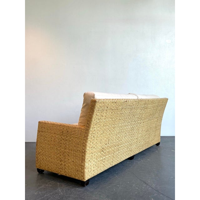 Tan Vintage McGuire Woven Rattan Sofa For Sale - Image 8 of 12