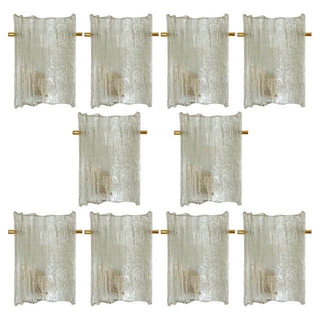 Metal Massive Glass Wall Light Fixtures by J.T. Kalmar, 1960s For Sale - Image 7 of 9