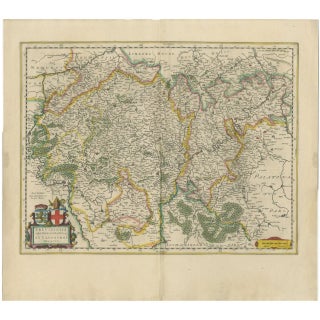 Antique Map of Trier and Luxembourg by Joan Blaeu, Amsterdam, 1640 For Sale