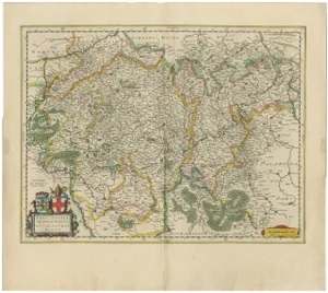 Antique Map of Trier and Luxembourg by Joan Blaeu, Amsterdam, 1640