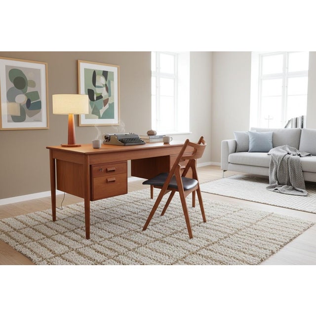 Wood Teak Desk by Børge Mogensen for Søborg Møbelfabrik, Denmark, 1960s For Sale - Image 7 of 12