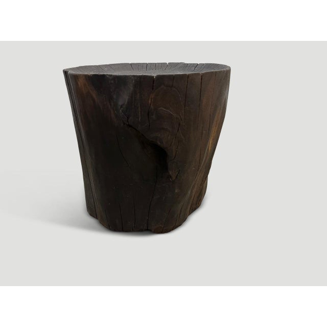 Contemporary Andrianna Shamaris Charred Teak Wood Tray Side Table For Sale - Image 3 of 6