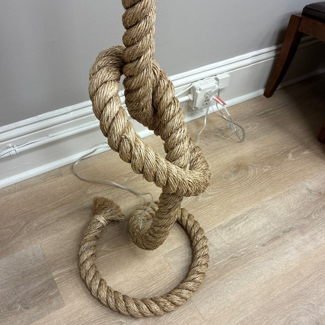 Coastal designed nautical rope floor lamp with linen shade