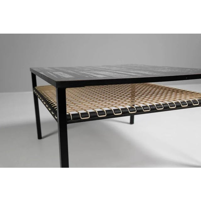 Mid-Century Modern Coffee Table with Printed Resopal Top by Georges Adrien Tigia, 1960s For Sale - Image 3 of 7