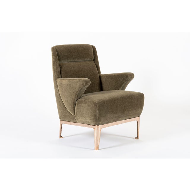 Restored 1940s Art Deco Lounge Chair Mink Mohair, Matching Sofa Available For Sale - Image 9 of 15