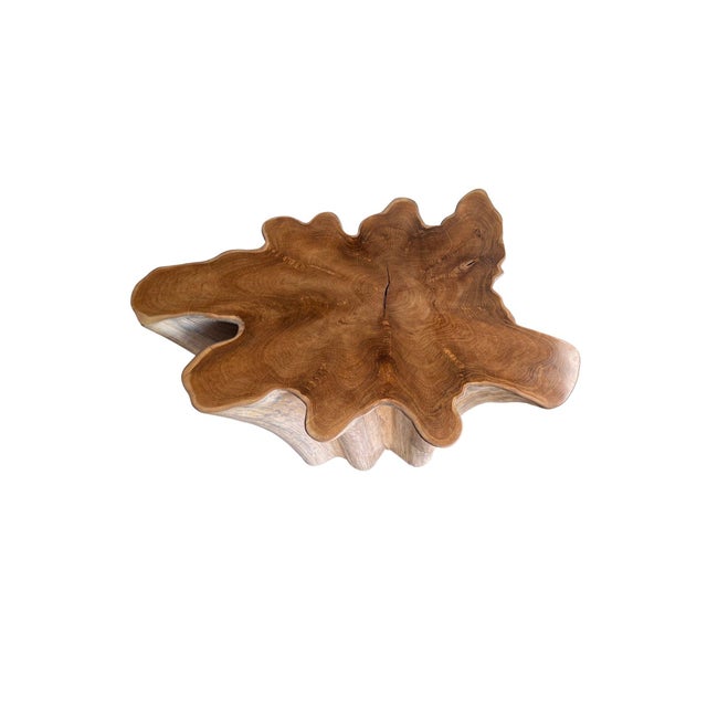 Sculptural Solid Teak Wood Table With Natural Grain & Bleached Finish For Sale - Image 10 of 14