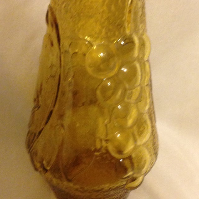 Retro Amber Glass Vase With Grapes & Leaves Chairish