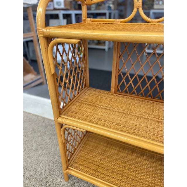 1970s Vintage Likely Rattan and Wicker Shelf With Diamond Lattice Sides ...