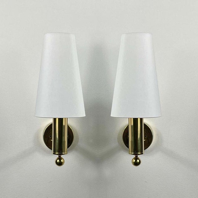 Mid-Century Brass V18 Wall Lights attributed to Eje Ahlgren for Bergboms, Sweden, 1960s, Set of 2 For Sale - Image 17 of 18