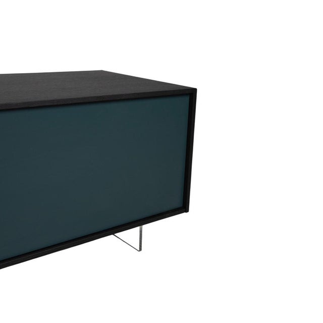 Lampo Wooden Sideboard in Black Brown Petrol Green by San Giacomo For Sale - Image 9 of 14