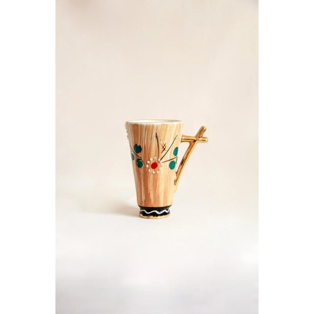 Orange Mid-Century Ceramic Margherite Pitcher and Glasses, Italy, 1950s, Set of 5 For Sale - Image 8 of 13