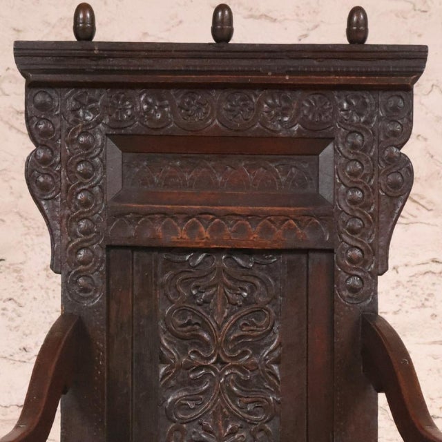 17th Century 17th Century English Oak Gothic Carved Chair For Sale - Image 5 of 7