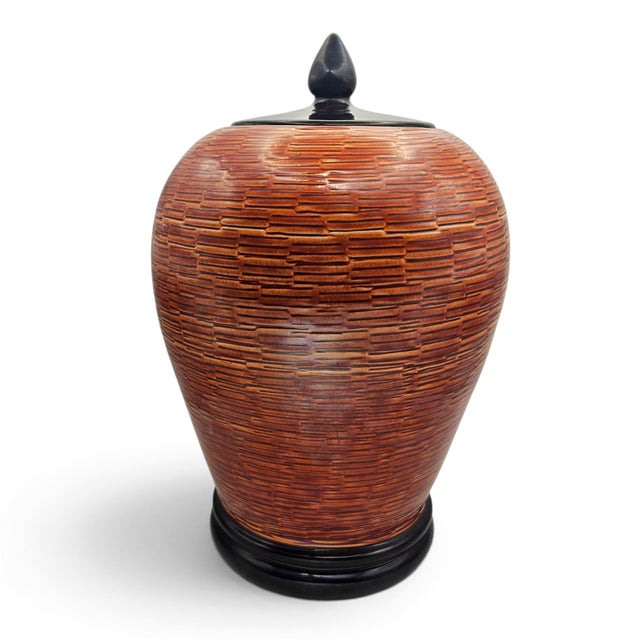 Vintage Bitossi Italian Mid-Century Textured Ceramic Ginger Jar For Sale - Image 10 of 12