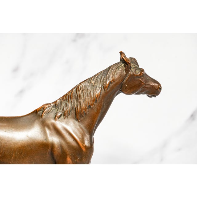 Bronze Lovely Antique Cast Metal Jennings Brothers Horse Statue Sculpture Equestrian For Sale - Image 8 of 11