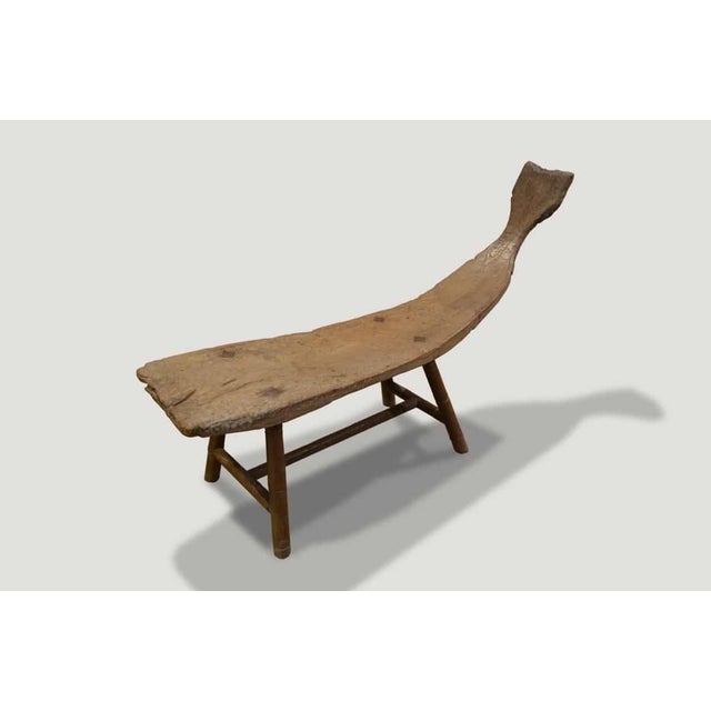 1900 - 1909 Andrianna Shamaris Museum Quality Wabi-Sabi Teak Wood Bench For Sale - Image 5 of 5