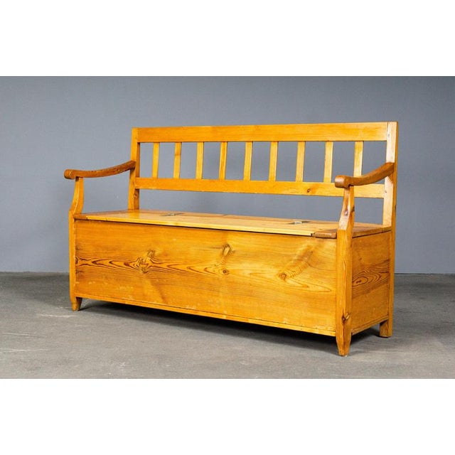 Biedermeier Chest Bench in Pine, 1800s For Sale - Image 6 of 17