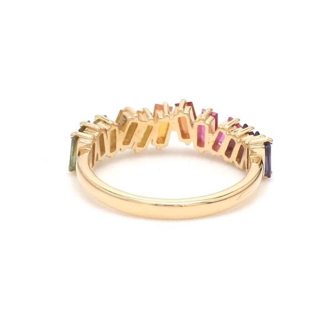 Natural 1.71 cts rainbow sapphire zig zag ring 14k gold For Sale - Image 9 of 18