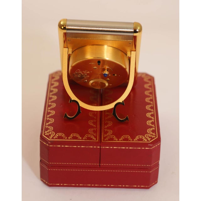 Metal Cartier Tank Desk Clock Two-Tone Gold and Steel For Sale - Image 7 of 14