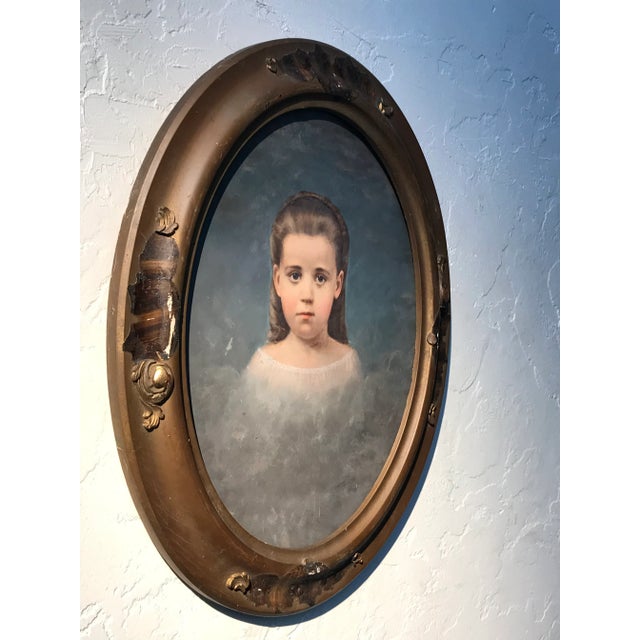 19th Century Continental School Style Portrait Painting of a Child, Framed For Sale - Image 4 of 5