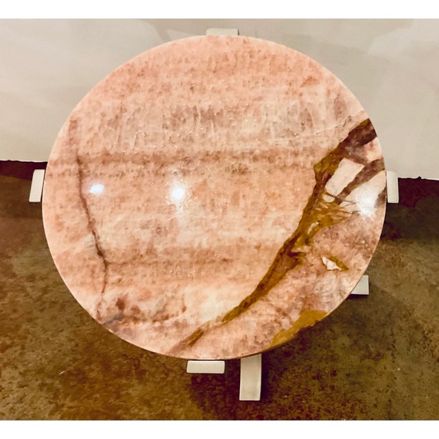 Modern Modern Pink Dragon Onyx Spot Table For Sale - Image 3 of 3
