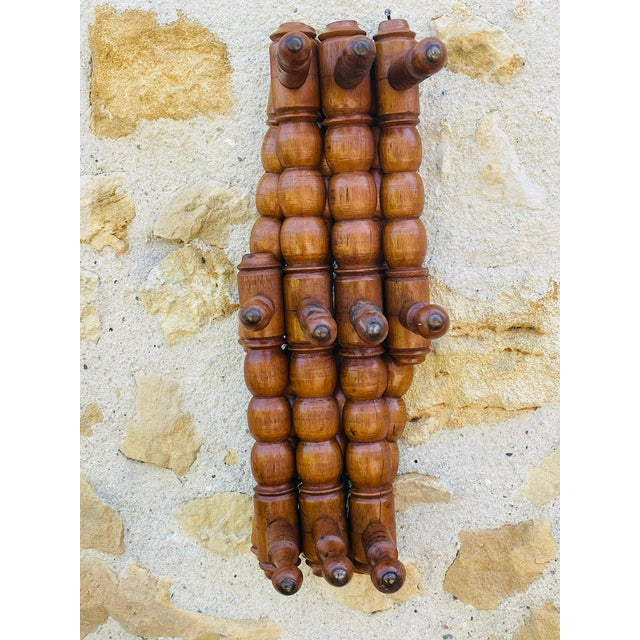 Antique Wall Mounted Turned Wood Folding Coat Rack, 1890s For Sale - Image 16 of 18
