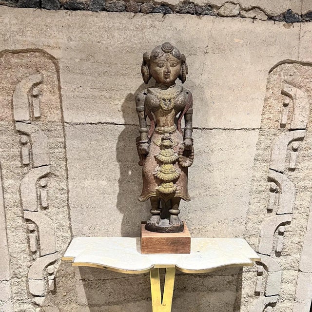 Wood 1900s Sculpture of Hindu Goddess Figure Intricate Wood Carving For Sale - Image 7 of 12