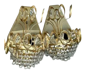 1960s Gold Tone/ Crystal Wall Sconces Attrib. Palwa" - a Pair