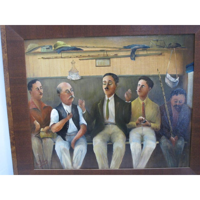 Figurative A Robquin French 1920's Signed Framed Oil Painting Fishermen For Sale - Image 3 of 9
