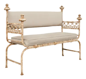 French Neoclassical Style Iron Curule Bench With Mace Finials
