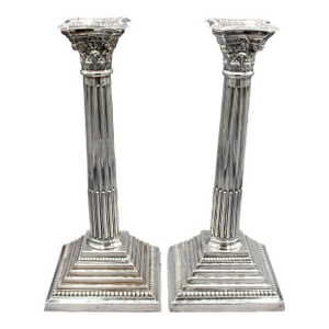 1966 Pair of English Sterling Silver Candlesticks