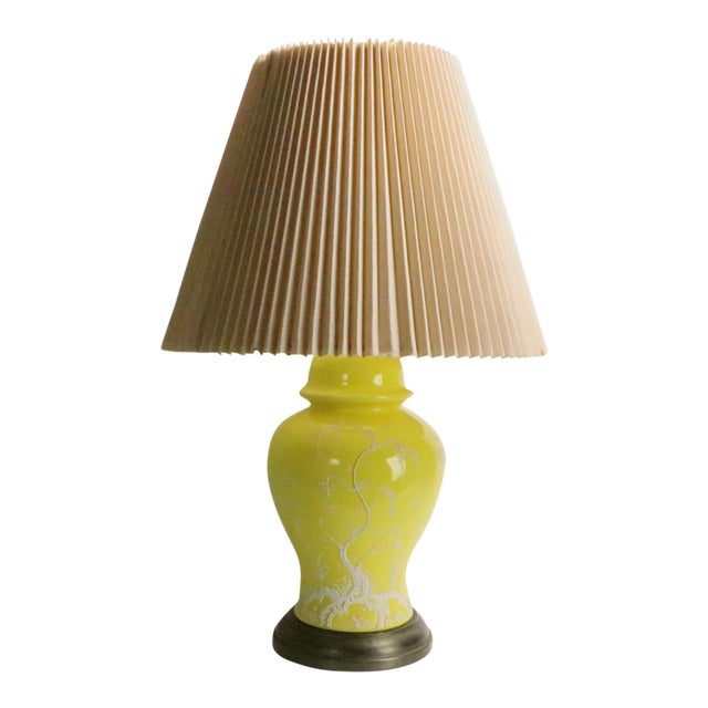 1970s Bright Yellow Chinese Style Table Lamp For Sale