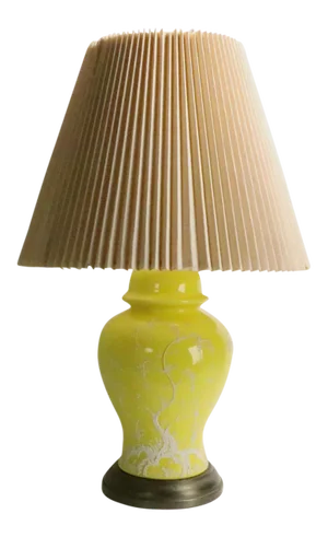 1970s Bright Yellow Chinese Style Table Lamp
