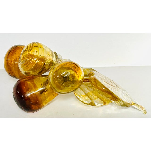Mid-Century Modern 60s Italian Hand Blown Amber Glass Grapes - Set of 3 For Sale - Image 3 of 4