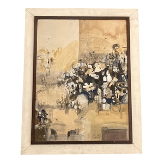 1970’s Original Abstract Impressionist Israeli Painting “Jerusalem Skyline” For Sale