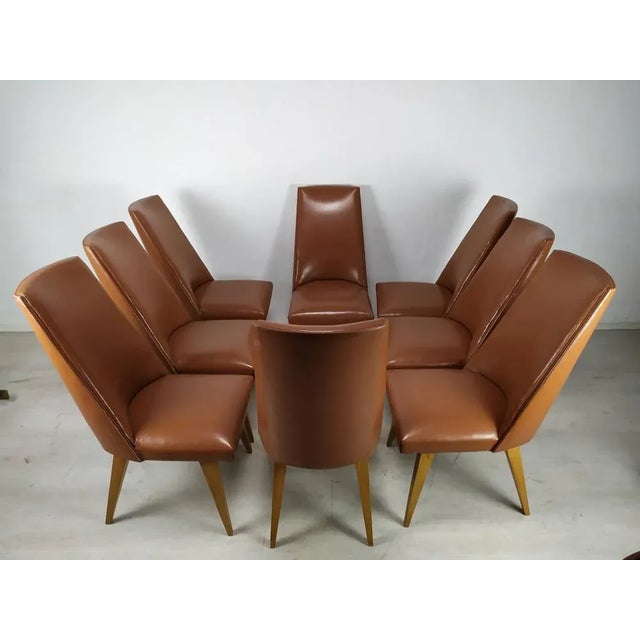 Brown Leatherette Chairs, Set of 8 For Sale - Image 8 of 18