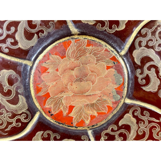 Chinese Early 18th Century Monumental Chinese Qiangjin Lacquered Box: Gold Gilt Floral Decor For Sale - Image 3 of 10