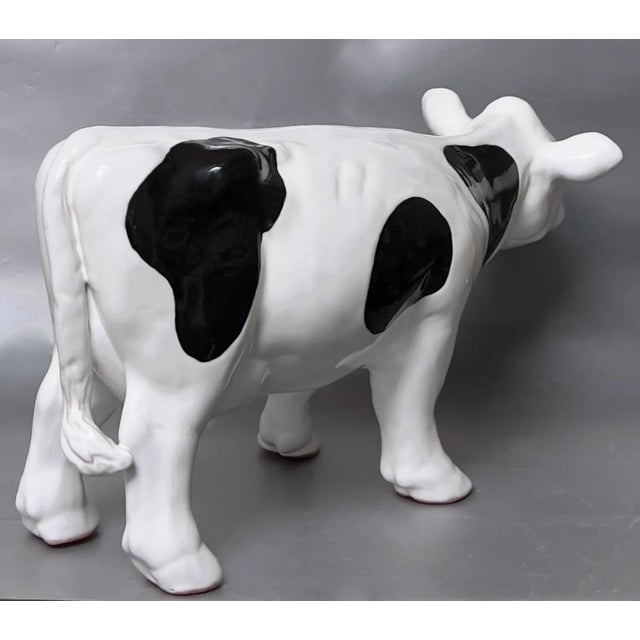 Ceramic Large Vintage Artisanal California Pottery Dairy Cow For Sale - Image 7 of 9