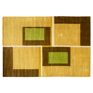 Italian Wool Rug with Geometric Designs, 1950s For Sale