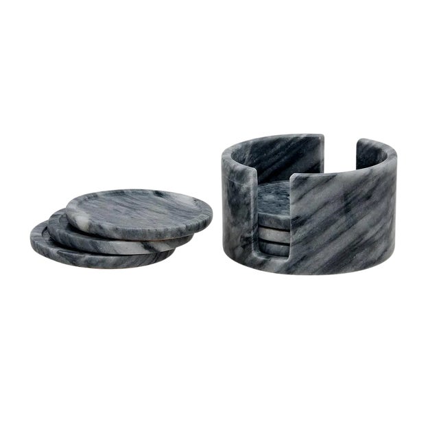 Gray Marble Coaster Set - Set of 6 For Sale